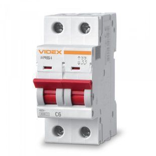 Купить Автоматический выключатель VIDEX RESIST RS4 2P 6А 4,5 кА C во Львове, Киеве, Днепре, Одессе, Харькове
