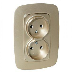 Купить Двойная розетка Horoz Electric Ela (золотая) во Львове, Киеве, Днепре, Одессе, Харькове