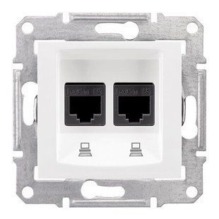 Купить Двойная компьютерная розетка Schneider Electric Sedna RJ45 UTP 5e (Белая) во Львове, Киеве, Днепре, Одессе, Харькове