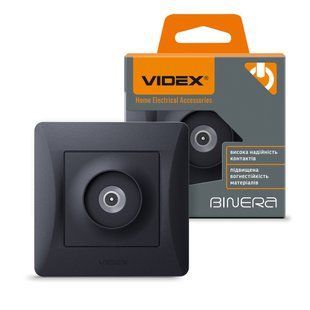 Купити Розетка TV одинарна телевізійна VIDEX BINERA (Чорний графіт) у Львові, Києві, Дніпрі, Одесі, Харкові