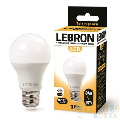 Купити Світлодіодна лампа LEBRON L-A60 8W Е27 4100K у Львові, Києві, Дніпрі, Одесі, Харкові