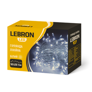 Купити Світлодіодна лінійна гірлянда LEBRON 50led IP20 5м (Біла) у Львові, Києві, Дніпрі, Одесі, Харкові