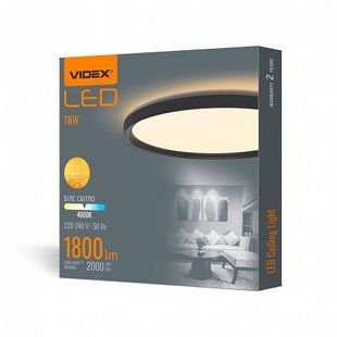 Купити Світильник настінно-стельовий LED декоративною підсвіткою VIDEX DL3R 18W 4000K (Чорний) у Львові, Києві, Дніпрі, Одесі, Харкові