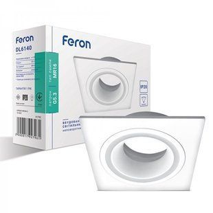 Купити Врізний точковий світильник Feron DL6140 MR16/G5.3 квадрат (Білий) у Львові, Києві, Дніпрі, Одесі, Харкові