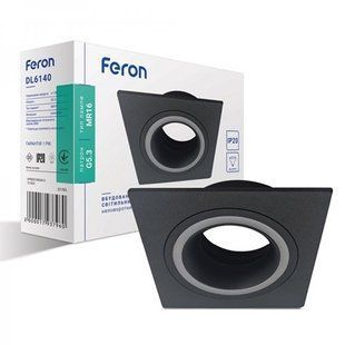 Купити Врізний точковий світильник Feron DL6140 MR16/G5.3 квадрат (Чорний) у Львові, Києві, Дніпрі, Одесі, Харкові
