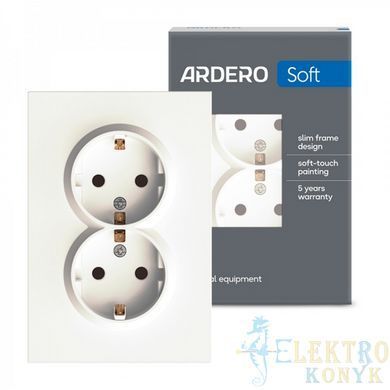 Купить Розетка двойная с заземлением Ardero Soft механизм (Белый) во Львове, Киеве, Днепре, Одессе, Харькове