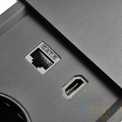 Купити Розетка в стільницю GTV PRESTINO на 2 розетки + USB, Type-C, RJ45, HDMI (Чорна) у Львові, Києві, Дніпрі, Одесі, Харкові