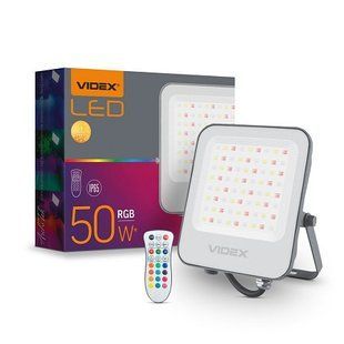 Купити Світлодіодний прожектор VIDEX 50W RGB 220V (Сірий) у Львові, Києві, Дніпрі, Одесі, Харкові