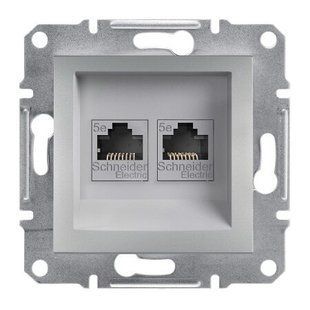 Купить Двойная компьютерная розетка Schneider Electric Asfora RJ45 UTP 5e (Алюминий) во Львове, Киеве, Днепре, Одессе, Харькове