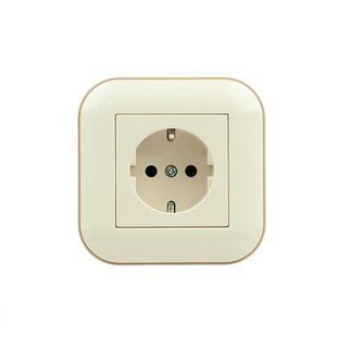 Купить Розетка с заземлением OVIVO LOFT (Крем+Крафт) во Львове, Киеве, Днепре, Одессе, Харькове