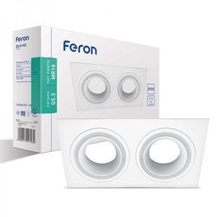 Купити Врізний точковий світильник Feron DL6142 MR16/G5.3 квадрат, подвійний (Білий) у Львові, Києві, Дніпрі, Одесі, Харкові