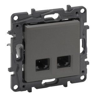 Купити Розетка комп'ютерна 2xRJ45 CAT5e UTP Legrand Niloe Step (Сталь) у Львові, Києві, Дніпрі, Одесі, Харкові