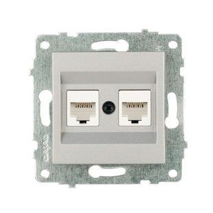 Купити Подвійна Комп'ютерна розетка RJ45 OVIVO GRANO (Срібний) у Львові, Києві, Дніпрі, Одесі, Харкові