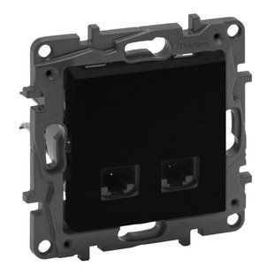 Купити Розетка комп'ютерна 2xRJ45 CAT5e UTP Legrand Niloe Step (Чорна) у Львові, Києві, Дніпрі, Одесі, Харкові