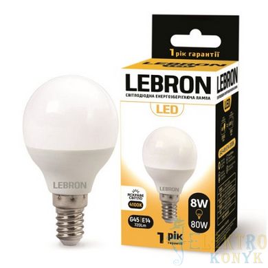 Купити Світлодіодна лампа LEBRON L-G45 8W Е14 4100K у Львові, Києві, Дніпрі, Одесі, Харкові