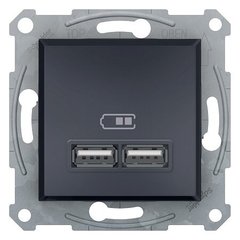 Купить USB розетка Schneider Electric Asfora 2хUSB 2.1A (Антрацит) во Львове, Киеве, Днепре, Одессе, Харькове