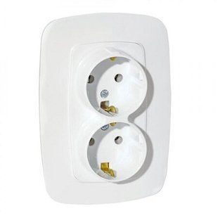 Купить Двойная розетка с заземлением Horoz Electric ELA (Белая) во Львове, Киеве, Днепре, Одессе, Харькове