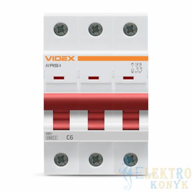 Купити Автоматичний вимикач VIDEX RESIST RS4 3P 6А 4,5 кА C у Львові, Києві, Дніпрі, Одесі, Харкові