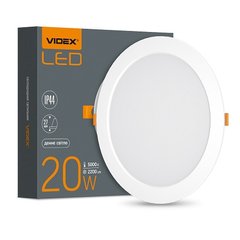 Купити Точковий світильник врізний LED круглый VIDEX 20W 5000K (Білий) у Львові, Києві, Дніпрі, Одесі, Харкові