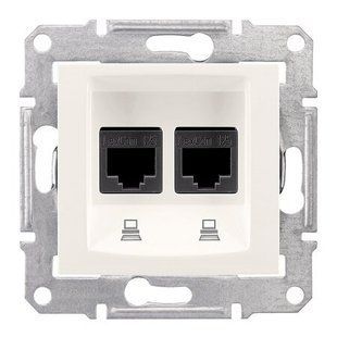 Купить Двойная компьютерная розетка Schneider Electric Sedna RJ45 UTP 5e (Слоновая кость) во Львове, Киеве, Днепре, Одессе, Харькове