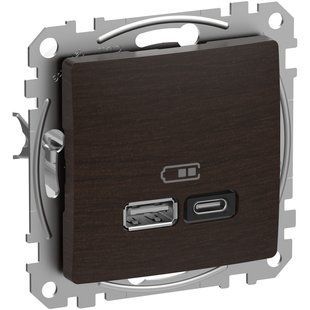 Купить USB розетка 1xUSB+1xType-C Schneider Sedna Elements 2.4A (Венге) во Львове, Киеве, Днепре, Одессе, Харькове