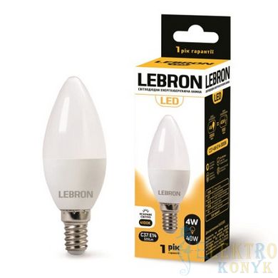 Купити Світлодіодна лампа LEBRON L-C37 4W Е14 4100K у Львові, Києві, Дніпрі, Одесі, Харкові