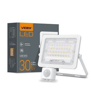 Купити Світлодіодний прожектор VIDEX F2e 30W 5000K с датчиком движения и освещенности (Білий) у Львові, Києві, Дніпрі, Одесі, Харкові