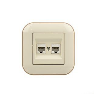 Купить Двойная компьютерная розетка RJ45 OVIVO LOFT (Крем+Крафт) во Львове, Киеве, Днепре, Одессе, Харькове