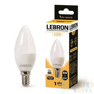 Купити Світлодіодна лампа LEBRON L-C37 8W Е14 4100K у Львові, Києві, Дніпрі, Одесі, Харкові