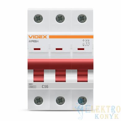 Купити Автоматичний вимикач VIDEX RESIST RS4 3P 16А 4,5 кА C у Львові, Києві, Дніпрі, Одесі, Харкові