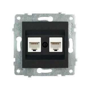 Купити Подвійна Комп'ютерна розетка RJ45 OVIVO GRANO (Чорний) у Львові, Києві, Дніпрі, Одесі, Харкові