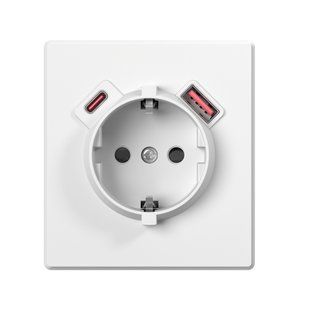 Купити Розетка одинарна із заземленням та USB-A+C 20W VIDEX NOTA (Білий) у Львові, Києві, Дніпрі, Одесі, Харкові