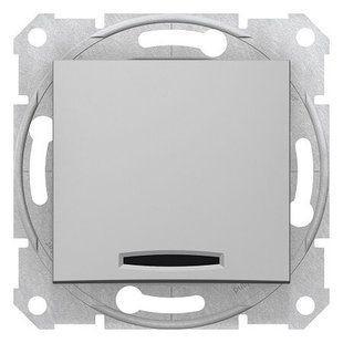 Купить Выключатель одноклавишный с подсветкой Schneider Electric Sedna (Алюминий) во Львове, Киеве, Днепре, Одессе, Харькове