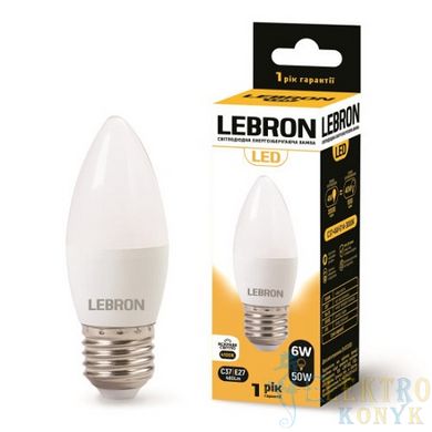 Купити Світлодіодна лампа LEBRON L-C37 6W Е27 4100K у Львові, Києві, Дніпрі, Одесі, Харкові