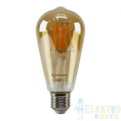 Купить Светодиодная LED лампа VELMAX V-Filament-Amber-ST64 4W E27 2200K во Львове, Киеве, Днепре, Одессе, Харькове