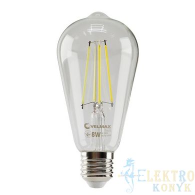 Купить Светодиодная LED лампа VELMAX V-Filament-ST64 8W E27 4100K во Львове, Киеве, Днепре, Одессе, Харькове