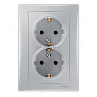 Купить Двойная розетка с заземлением Schneider Electric Sedna (Алюминий) во Львове, Киеве, Днепре, Одессе, Харькове