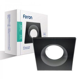 Купити Врізний точковий світильник Feron DL8920 MR16/G5.3 квадрат IP44 (Чорний) у Львові, Києві, Дніпрі, Одесі, Харкові