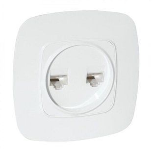 Купить Двойная компьютерная розетка Horoz Electric ELA (Белая) во Львове, Киеве, Днепре, Одессе, Харькове