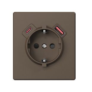Купити Розетка одинарна із заземленням та USB-A+C 20W VIDEX NOTA (Мокка) у Львові, Києві, Дніпрі, Одесі, Харкові