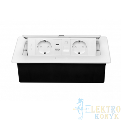 Купить Розетка в столешницу выдвижная GTV MULTISOFT на 2 розетки, USB A+C, RJ45 кабель 1.5 м (Белая) во Львове, Киеве, Днепре, Одессе, Харькове
