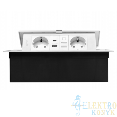 Купить Розетка в столешницу выдвижная GTV MULTISOFT на 2 розетки, USB A+C, RJ45 кабель 1.5 м (Белая) во Львове, Киеве, Днепре, Одессе, Харькове