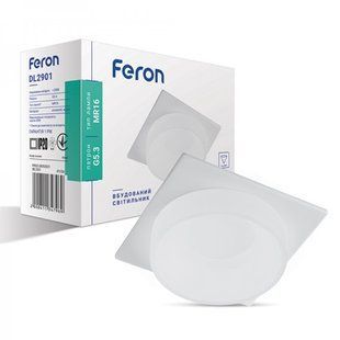 Купити Врізний точковий світильник Feron DL2901 MR16/G5.3 квадрат матовый (Білий) у Львові, Києві, Дніпрі, Одесі, Харкові