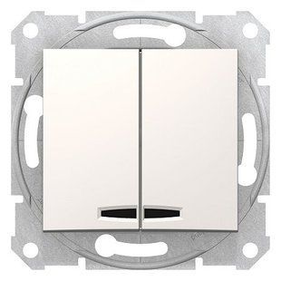 Купить Выключатель двухклавишный с подсветкой Schneider Electric Sedna (Слоновая кость) во Львове, Киеве, Днепре, Одессе, Харькове