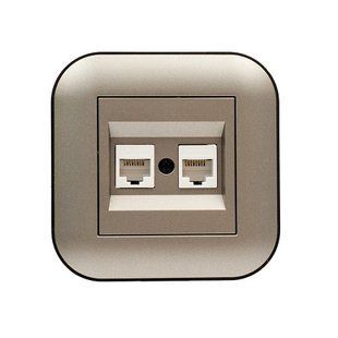 Купить Двойная компьютерная розетка RJ45 OVIVO LOFT (Антрацит+Черный) во Львове, Киеве, Днепре, Одессе, Харькове