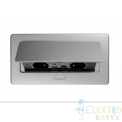 Купити Розетка в стільницю GTV MULTISOFT на 2 розетки, USB A+C, RJ45 кабель 1.5 м (Алюміній) у Львові, Києві, Дніпрі, Одесі, Харкові