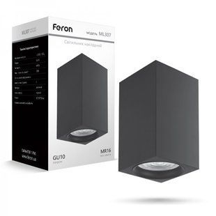 Купити Накладний точковий cвітильник Feron ML307 MR16/GU10 квадрат (Чорний) у Львові, Києві, Дніпрі, Одесі, Харкові