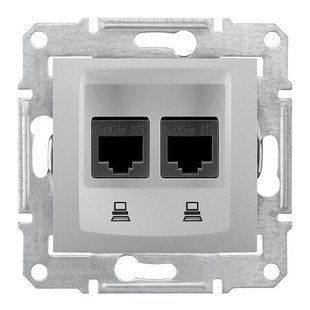 Купить Двойная компьютерная розетка Schneider Electric Sedna RJ45 UTP 5e (Алюминий) во Львове, Киеве, Днепре, Одессе, Харькове