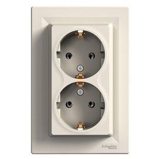 Купить Двойная розетка с заземлением Schneider Electric Asfora (Кремовая) во Львове, Киеве, Днепре, Одессе, Харькове