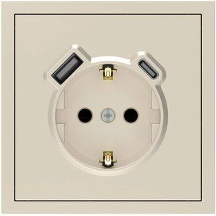 Купити Розетка одинарна із заземленням та USB-A+C 20W Ardero Soft механізм (Шампань) у Львові, Києві, Дніпрі, Одесі, Харкові